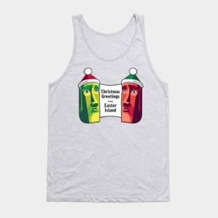 Christmas Greetings from Easter Island - Retro Tiki Style Tank Top